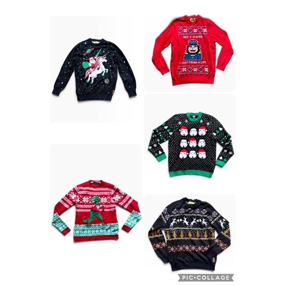 Other - Lot of 5 Mens Christmas Ugly Sweaters Tipsy Elves Trex Star Wars Storm Troopers
